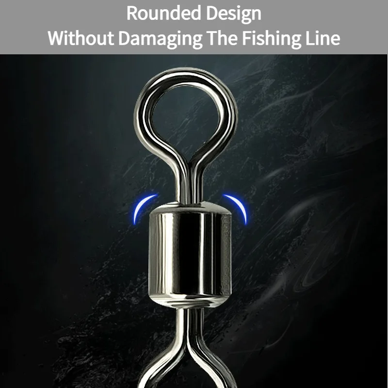 낚시용 카라비너, 고탄소강 베어링 회전 루어, 솔리드 링 커넥터, 스냅 낚시 후크, 바다 낚시 액세서리, 50 개