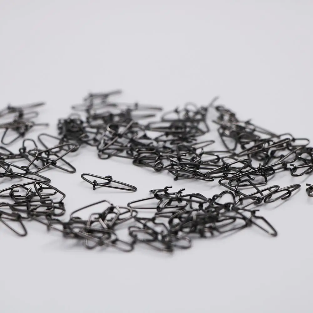 50-100 개/상자 스테인리스 후크 잠금 스냅 회전 솔리드 링 안전 스냅 0 #-4 # 낚시 후크 커넥터 물고기 상자 태클 도구