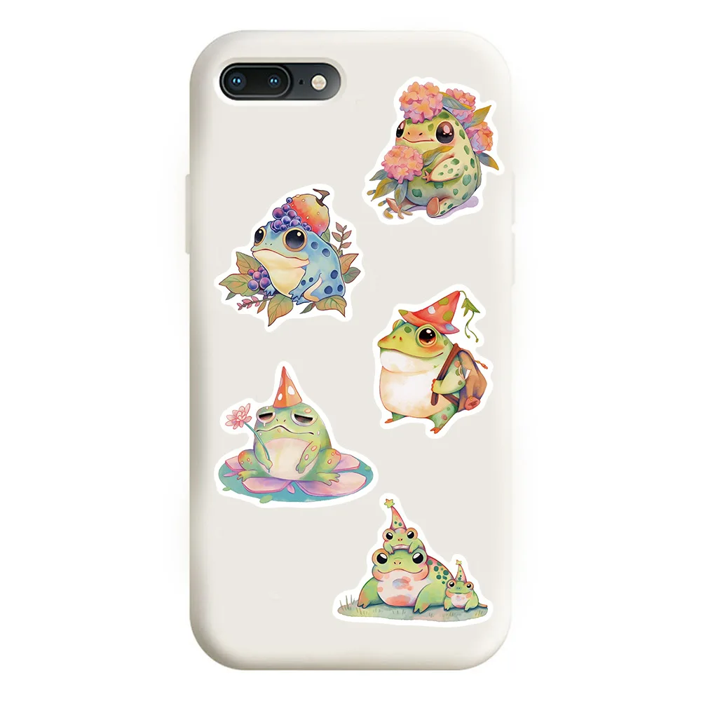 귀여운 만화 다채로운 재미있는 팻 개구리 스티커, DIY 노트북 수하물 스케이트보드 그래피티 데칼, 재미있는 어린이 선물, 10 개, 30 개, 50 개