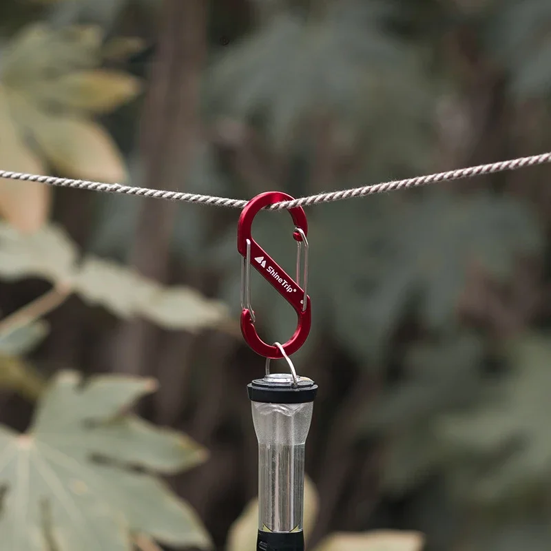 알루미늄 합금 S 모양 카라비너 클립, 야외 클라이밍 캠핑, EDC 스프링 키체인 후크, 이중 잠금 버클, 대형, 4 가지 색상