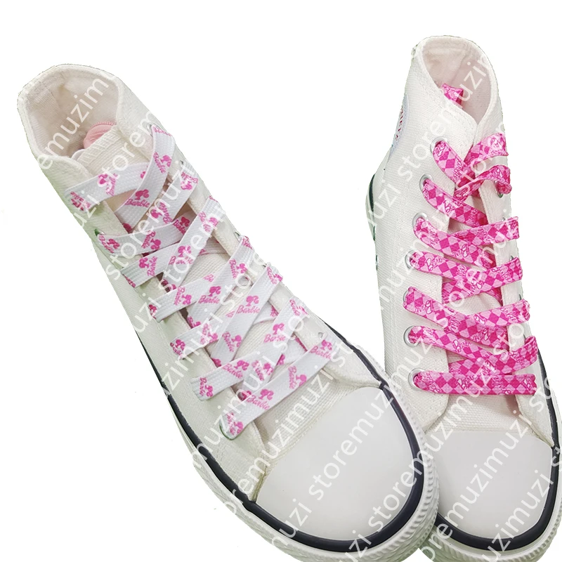 카와이 만화 바비 플랫 신발끈, 신축성 없는 스니커즈 끈, 캐주얼 두꺼운 패션 신발 액세서리, 120cm, 150cm, 1 쌍, 신제품