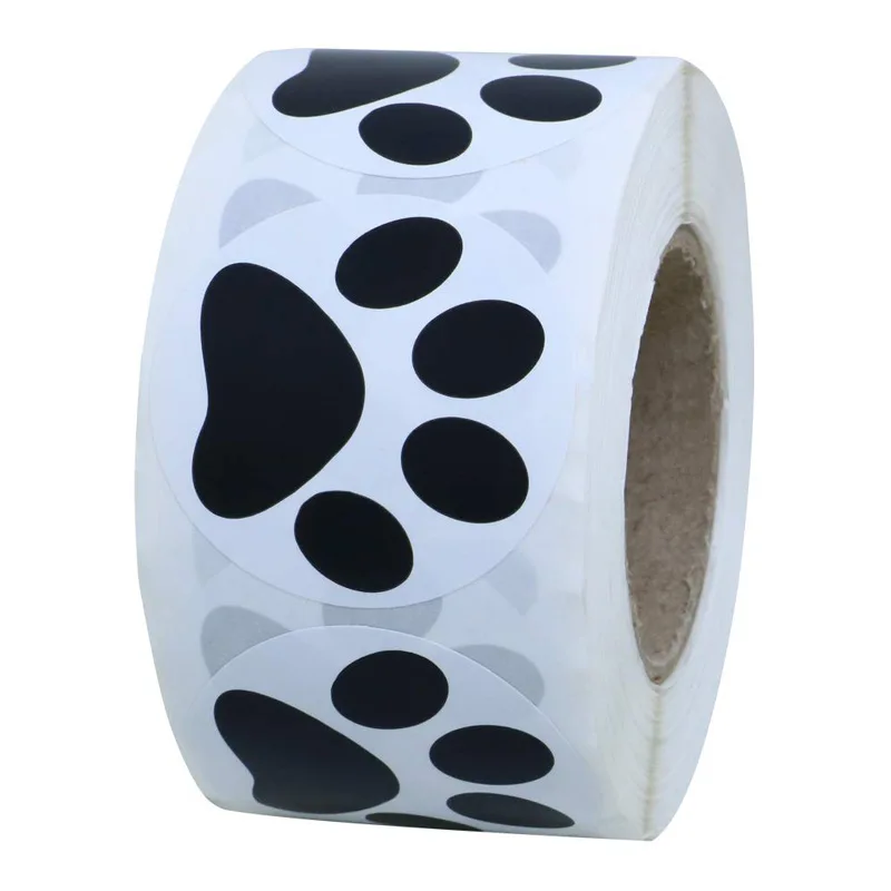 50-500pcs 검은 발 인쇄 스티커 강아지 고양이 곰 발 레이블 스티커 노트북 보상 스티커 편지지 교사 학생