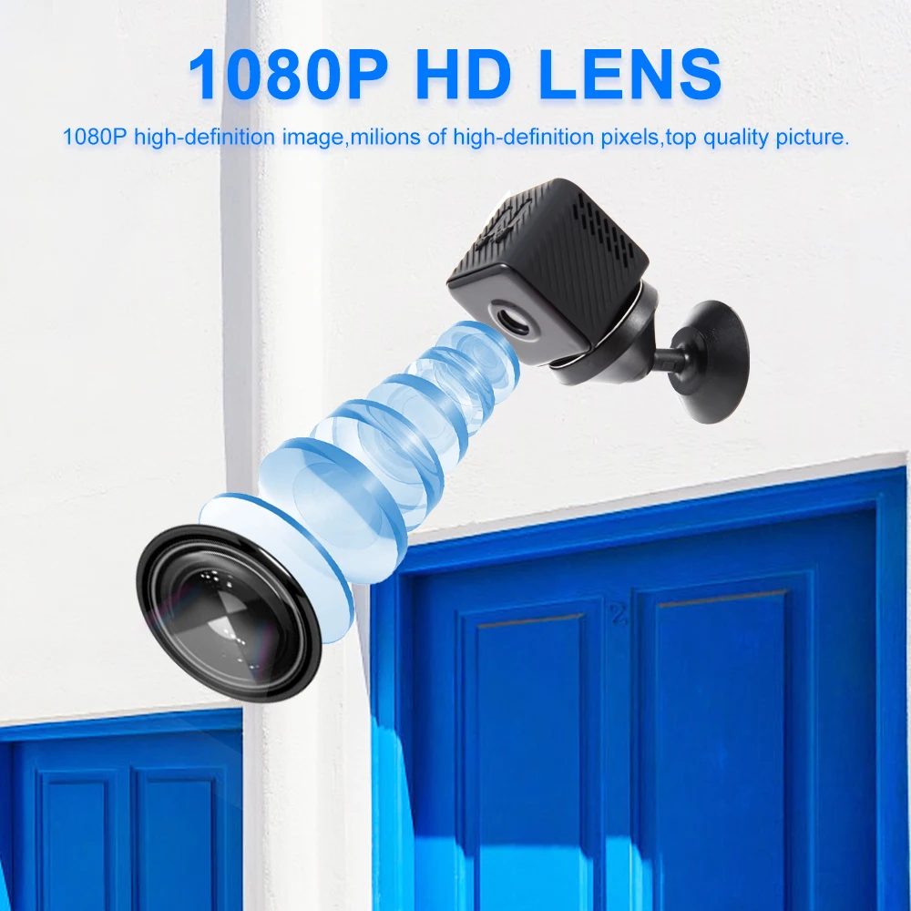 ARVIN 무선 미니 카메라, 와이파이 HD 1080P 홈 카메라, 나이트 비전 모션 감지 비디오 녹음기 캠코더