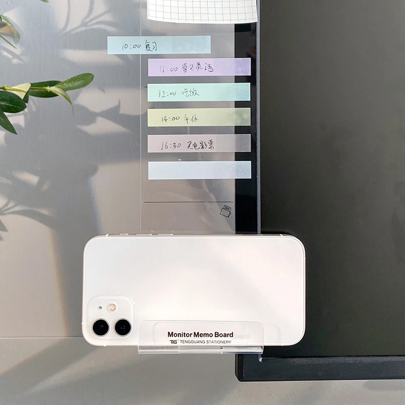 아크릴 모니터 메모판 투명 카드 폰 홀더, 데스크탑 오거나이저, 스티커 메모판, 한국 문구류, 사무용품