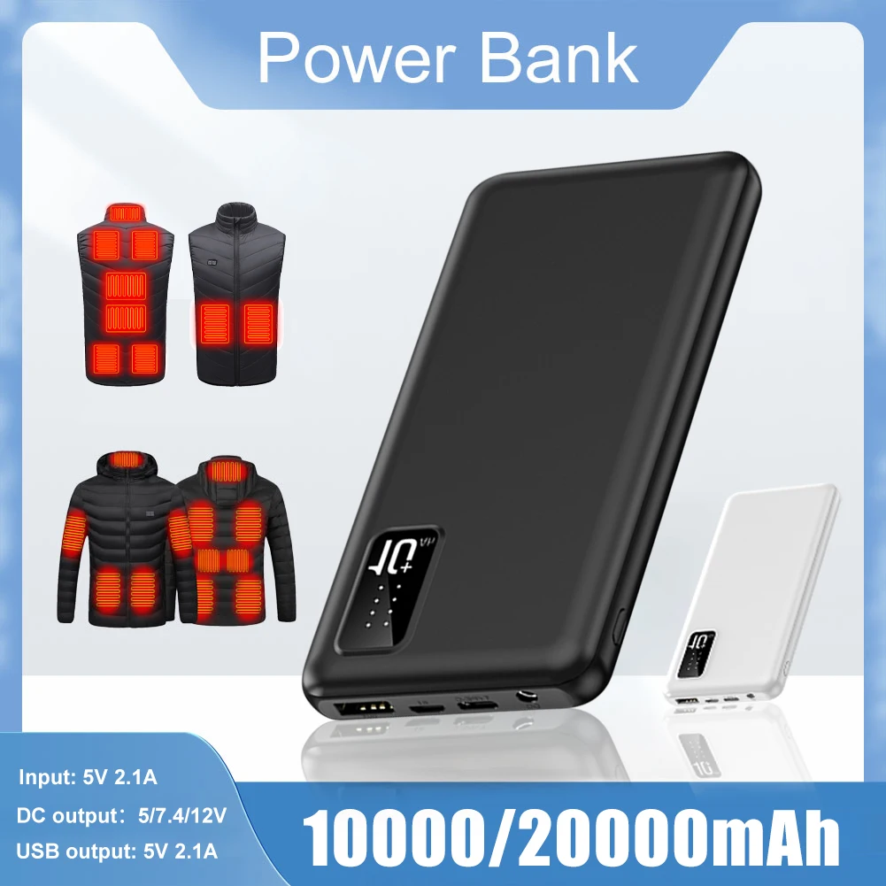 보조배터리 휴대용 충전 외장 배터리, 빠른 가열 조끼, 속옷 재킷, 10000 mAh, 20000mAh, 5V 2A