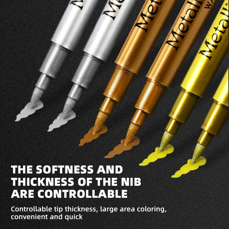 1/3개/대 프리미엄 브러시 금속 마커 펜 - 검은 종이, 유리, 바위 그림, 할로윈 호박, 카드 만들기, 스크랩북 앨범, 크리스마스 DIY 미술 공예용 은색/금색/구리/흰색 페인트 펜