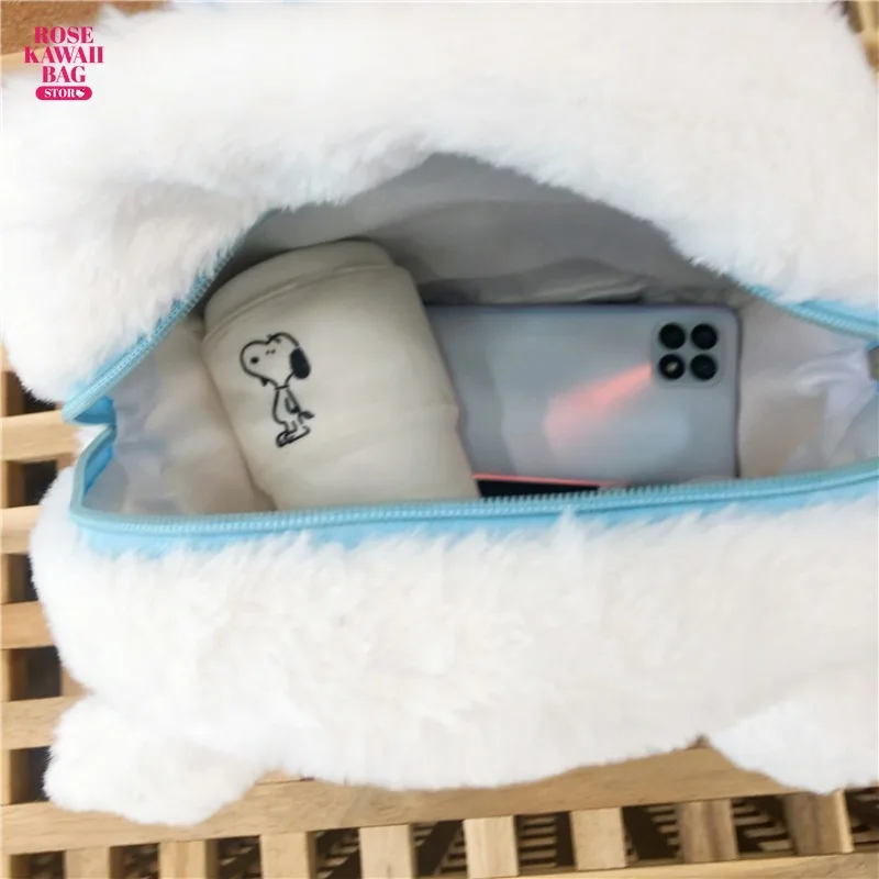 산리오 만화 시나모롤 플러시 배낭, 귀여운 플러시 숄더백, 부드러운 봉제 학교 가방, 어린이 소녀 생일 선물