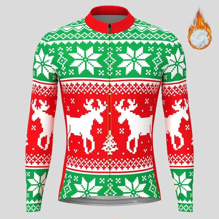 남성용 긴 소매 사이클링 저지, 따뜻한 재킷, 플리스 탑, Maillot Ciclismo, 크리스마스, 추한 스웨트, 겨울 사이클링 의류