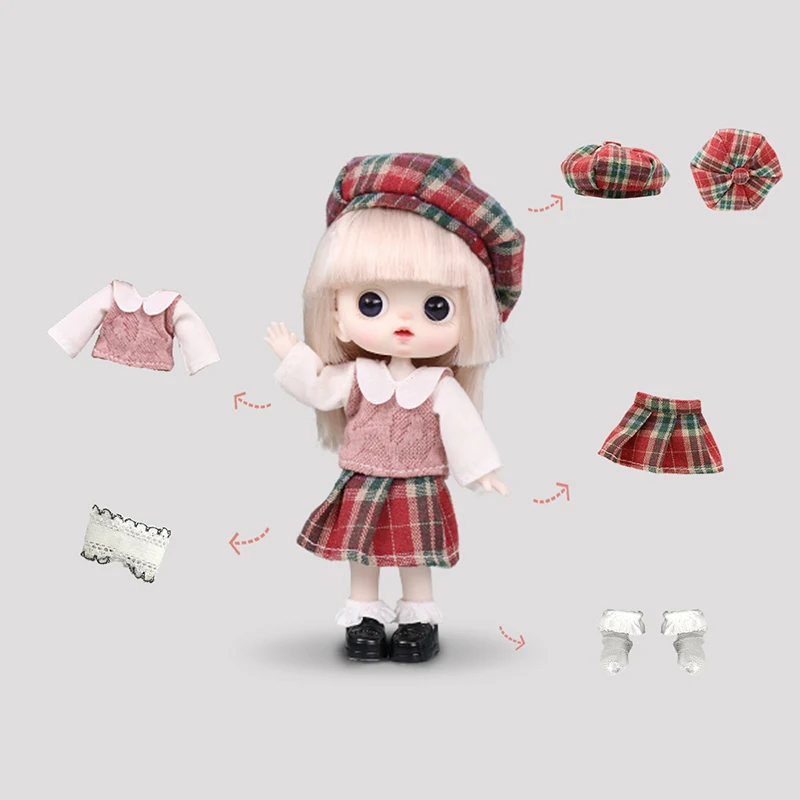 Obitsu 11 인형 의류 세트, 귀여운 캐주얼 카고 반바지, 느슨한 별 스탠드 칼라 재킷, 페니용 지퍼 포함