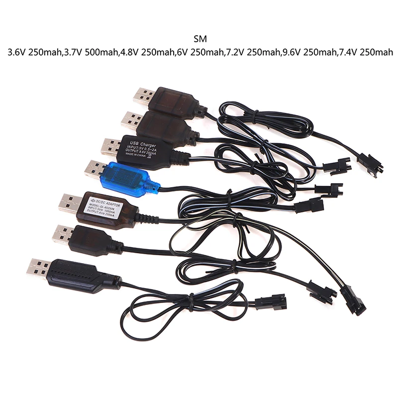 고품질 3.6-9.6V 250mA NiMh/NiCd 배터리 USB 충전기 케이블, SM 2P 앞으로 플러그 원격 제어 자동차 USB 충전기 전기 장난감