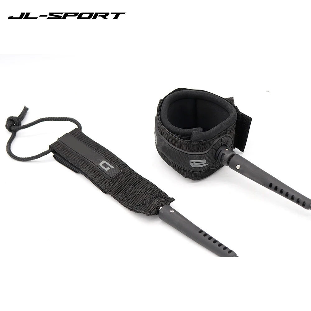 서핑 보드 가죽 끈, TPU 발 로프, Nlack 스트레이트 서핑 가죽 끈, 간단한 포장, 6 ~ 9FT, 7mm 브랜드