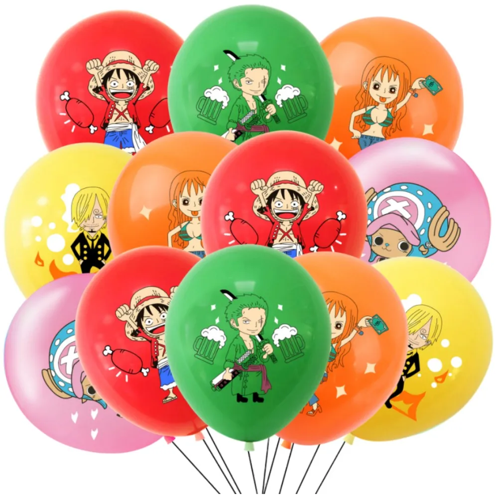 애니메이션 테마 라텍스 풍선, 원피스 풍선, 생일 파티, 어린이 선물 장식, 해적 영웅, 루피 소년 장난감 선물, 12 인치, 12 개