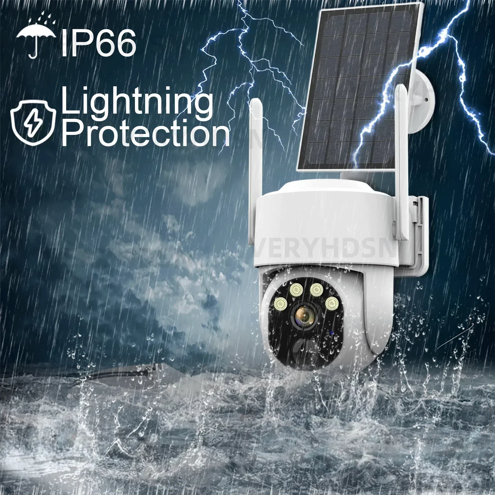 와이파이 무선 감시 카메라, 야외 PIR 인간 감지, 내장 배터리 전원, 에너지 방수, IP66, 5MP