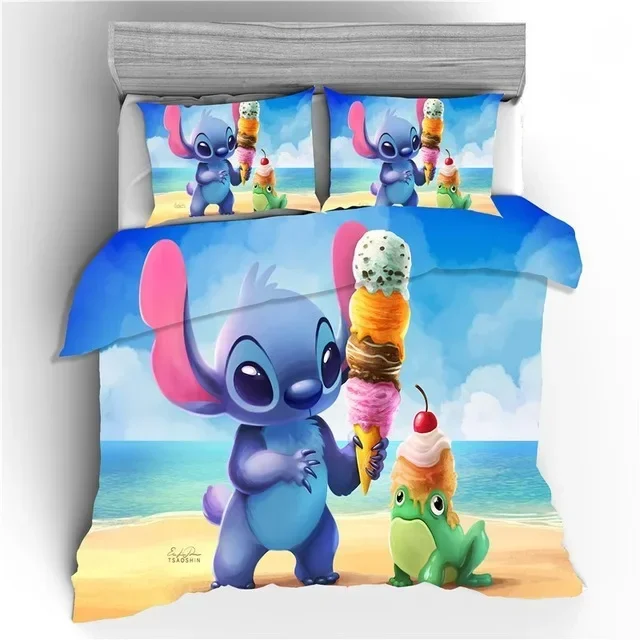 디즈니 Lilo 및 스티치 침구 세트, 이불 커버, 침실 장식, 퀸, 킹 사이즈 침구 세트, 남아용 선물