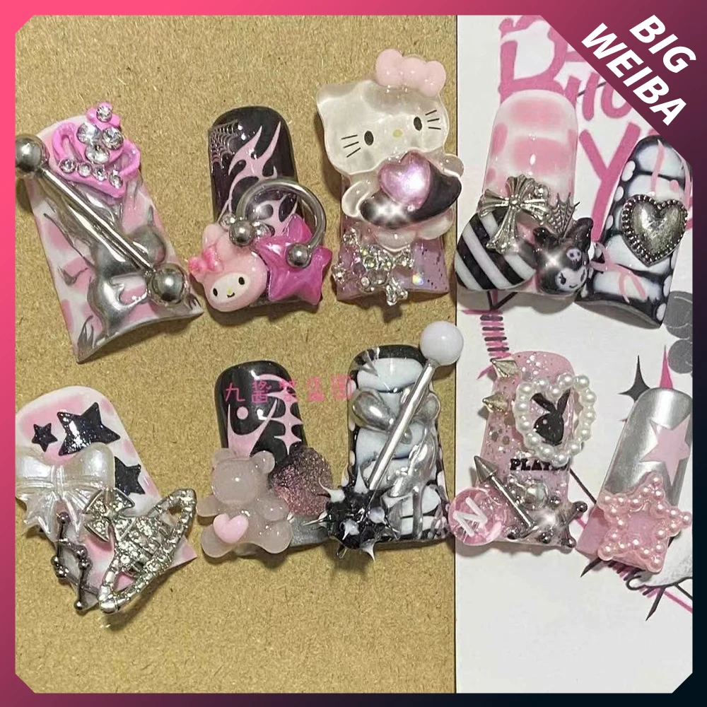 미국 Y2K 스파이시 걸 오리 웹 프레스 네일 스티커, 만화 귀여운 고양이 패션, 41 스타일 프랑스 수공 아크릴 손톱 파티 선물