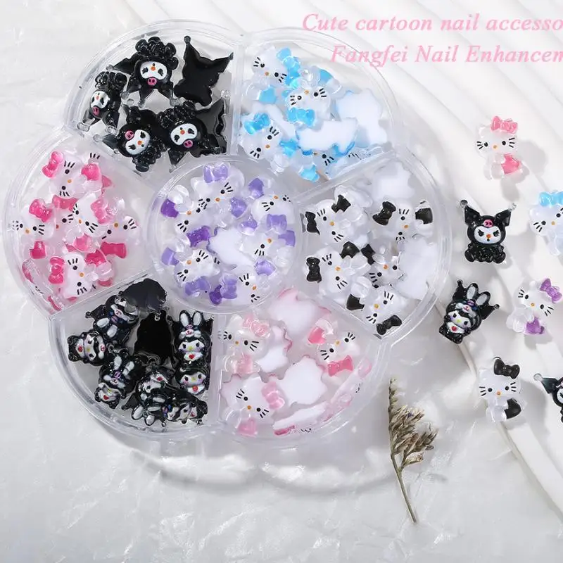 DIY 참 산리오 헬로 키티 네일 액세서리, 시나모롤 멜로디 포차코 폼폼푸린 쿠로미 DIY 매니큐어 애니메이션 장난감, 30-100 개