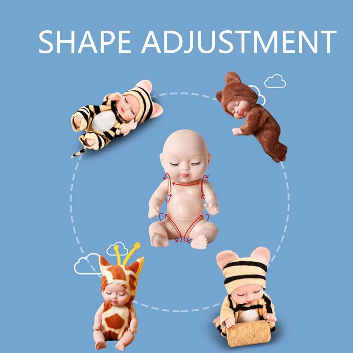 미니 다시 태어난 아기 인형, 실물 같은 사실적인 아기 인형, 귀여운 동물 옷, 토끼 어린이 장난감, 여아 생일 선물, 4 인치