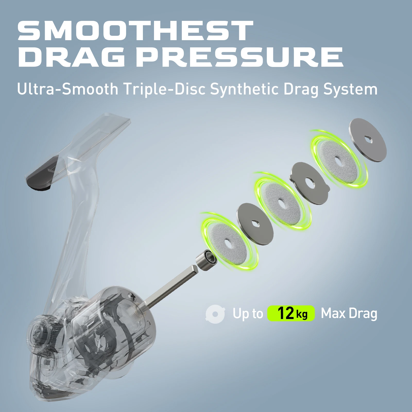 HANDING M1 스피닝 릴 내구성 흑연 릴, 최대 드래그 12kg, 스테인레스 스틸 9 + 1 BB, 다목적 피네스 민물 낚시 릴