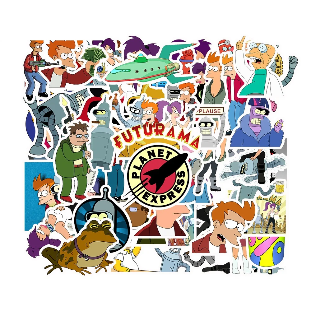 만화 애니메이션 Fly Out Futurama 스티커, 맞춤형 그래피티 장식 수하물 방수 어린이 스티커 장난감, 10/50 개