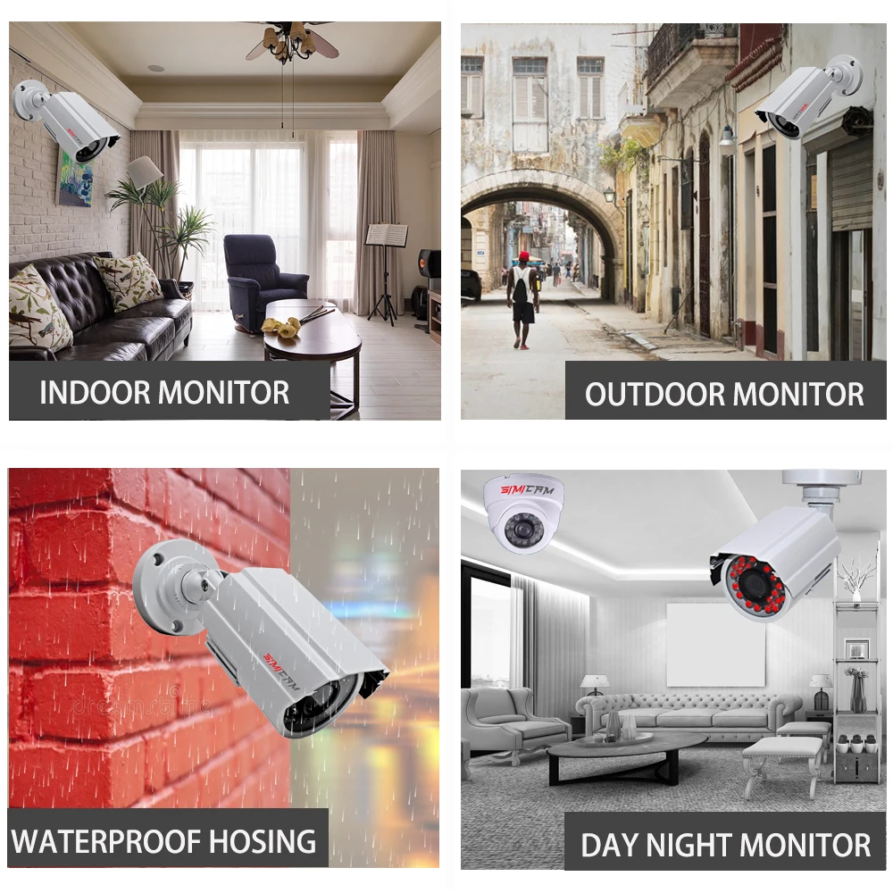 4CH DVR CCTV 시스템 2PCS 카메라 1080P 2MP 비디오 감시 4CH 5 in 1 DVR 적외선 AHD 1200 TVcctv 카메라 보안 시스템 키트