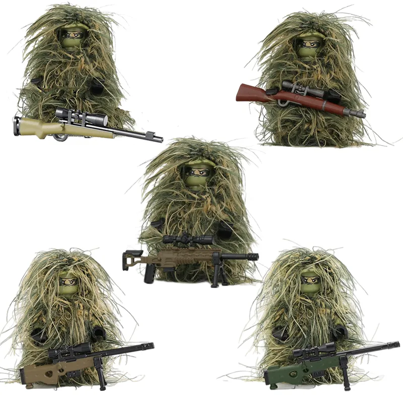 군사 모든 지형 스나이퍼 위장 의류 빌딩 블록, 정글 SWAT 군인 피규어 무기 AWM M24 총 부품 벽돌 장난감 title=군사 모든 지형 스나이퍼 위장 의류 빌딩 블록, 정글 SWAT 군인 피규어 무기 AWM M24 총 부품 벽돌 장난감
