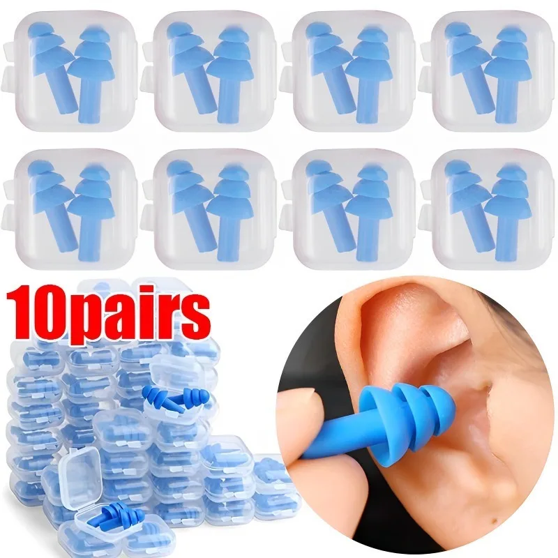 부드러운 실리콘 귀마개 방수 수영 귀마개, 재사용 가능한 소음 감소 수면 귀마개, 박스 2023 포함 청력 보호대