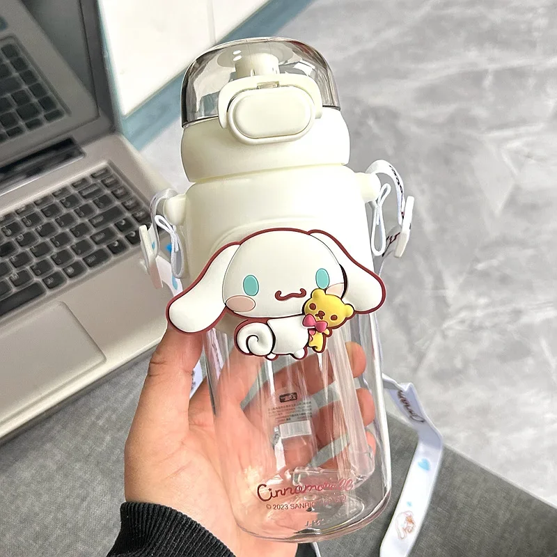 산리오 시나모롤 플라스틱 시피 컵, 애니메이션 쿠로미 멜로디 만화, 카와이 스포츠 물병, 커피, 어린이 물병 선물, 600ml