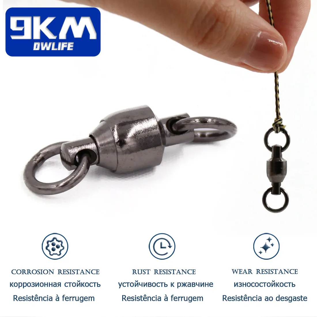 낚시 볼 베어링 스위블 20 ~ 100 개, 더블 솔리드 링 헤비 듀티 구리 및 스테인레스 스틸 액세서리 커넥터 태클