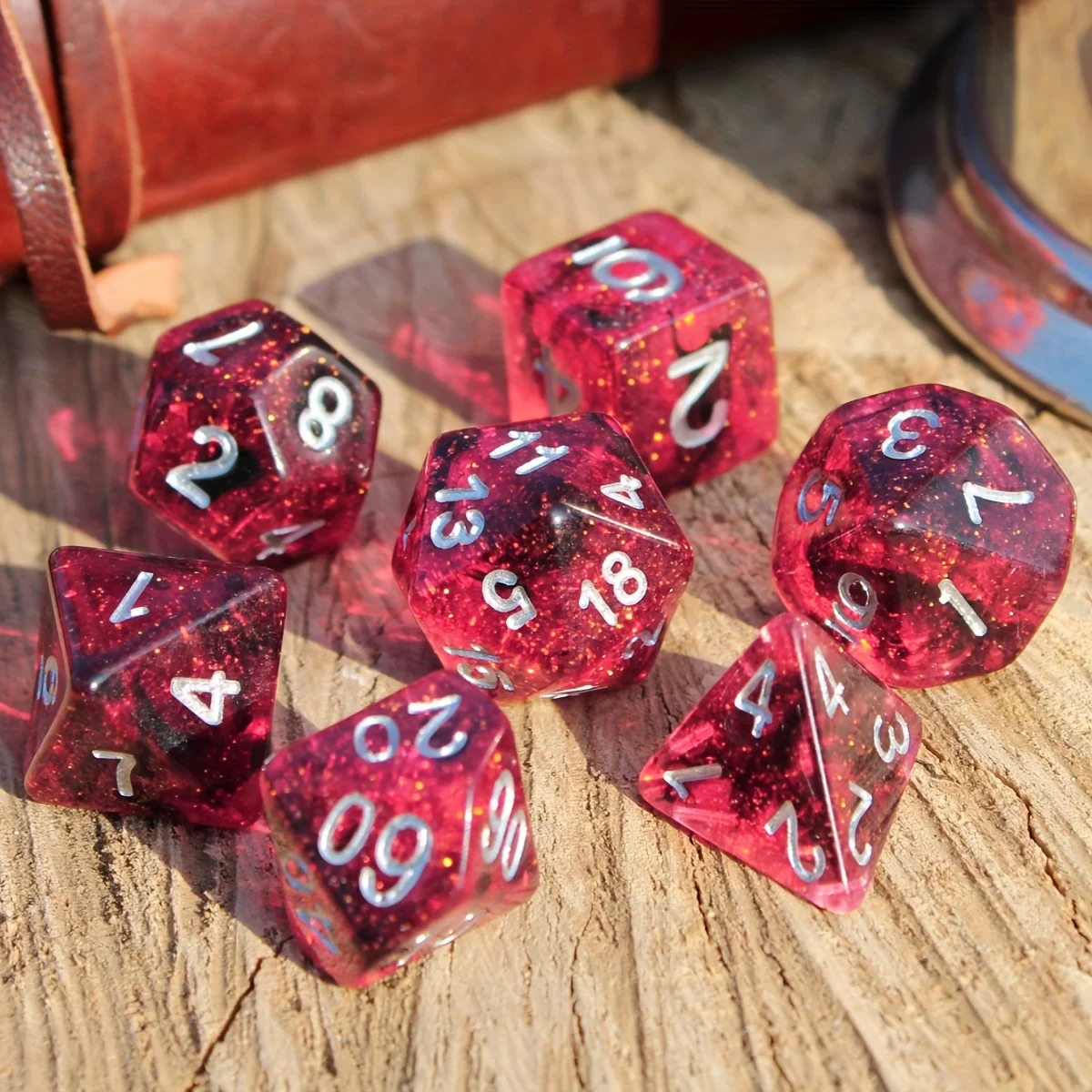 DND 던전 및 드래곤 테이블 게임용 드리미 핑크 갤럭시 별이 빛나는 하늘 주사위, D & D RPG 탁상 롤플레잉, 세트당 7 개