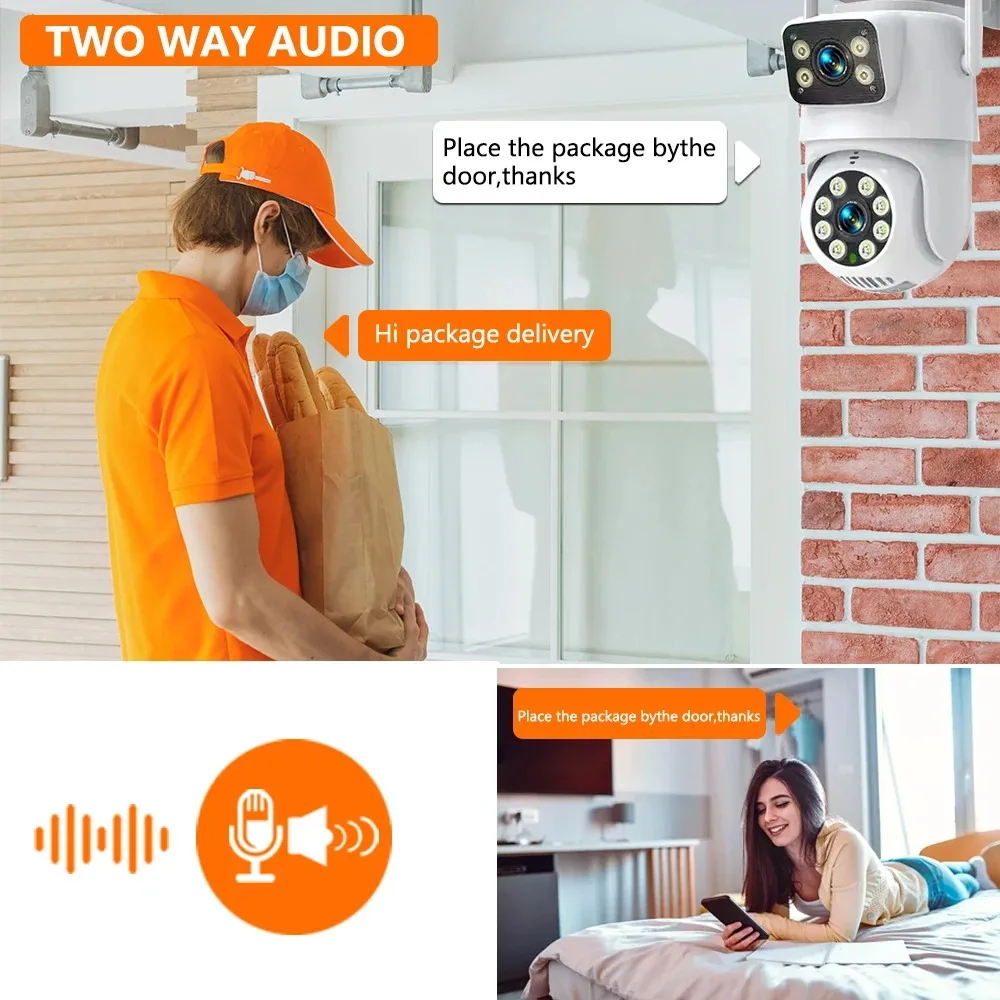 듀얼 렌즈 베이비 투야 스마트 라이프 보안 보호 자동 알람, 와이파이 야외 PTZ 카메라, CCTV 비디오 감시 IP 카메라, 8MP