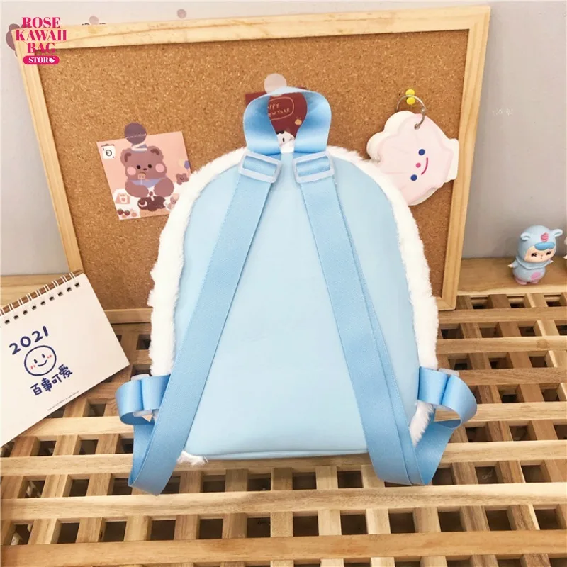 산리오 만화 시나모롤 플러시 배낭, 귀여운 플러시 숄더백, 부드러운 봉제 학교 가방, 어린이 소녀 생일 선물