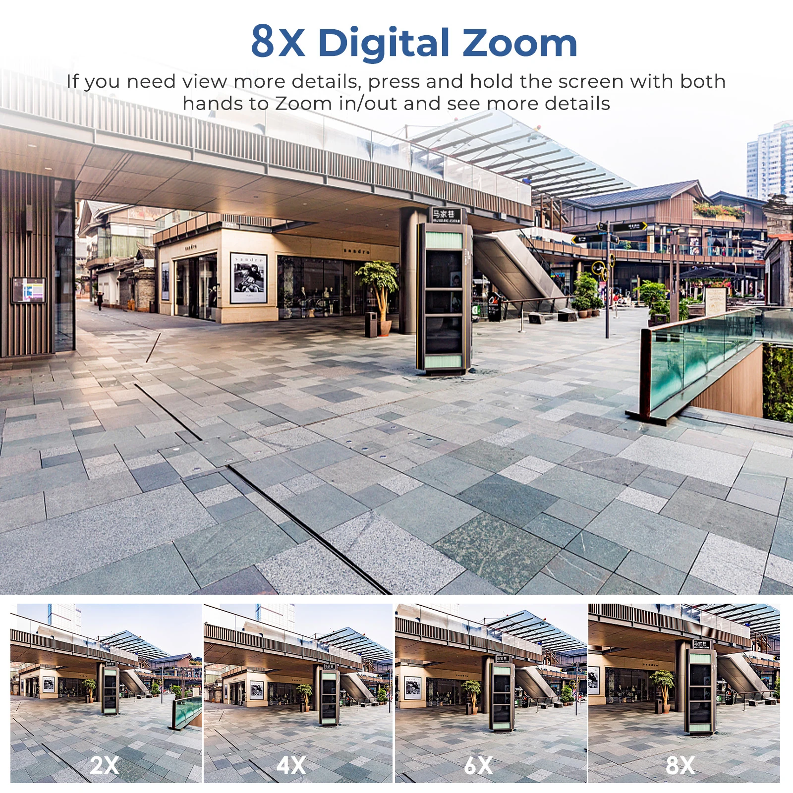 듀얼 렌즈 무선 감시 카메라, 야외 8 배 줌, 방수 감지, 추적 컬러 야간 투시경, IP 와이파이 카메라, 360° 8MP, 1/3 개