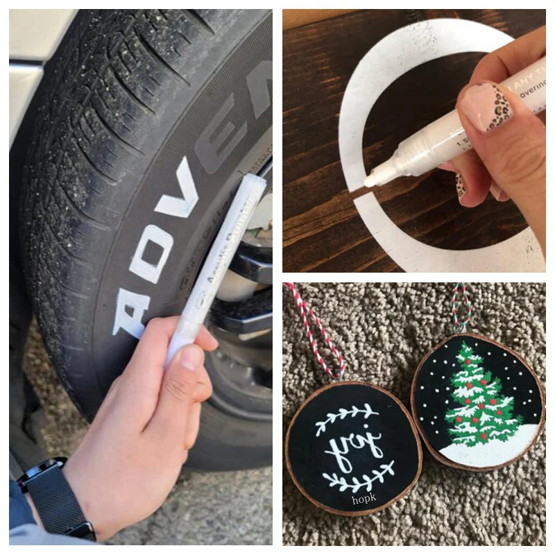 암벽화용 흰색 아크릴 페인트 펜, 돌, 세라믹, 유리, 목재, 타이어, 원단 금속, 캔버스 엑스트라 파인 팁, 블랙, 세트당 3 개