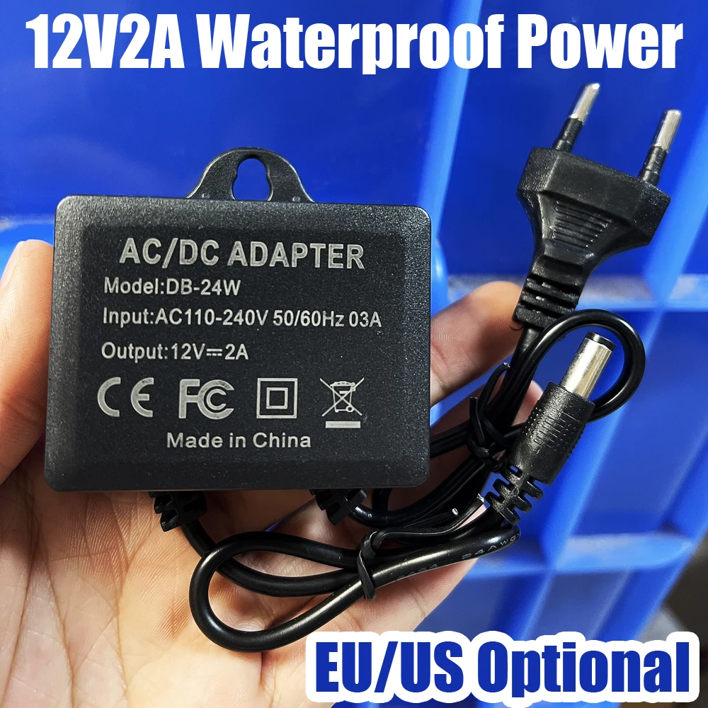 12V2A 방수 IP66 카메라 전원 AC 실외 100V-240V 컨버터 어댑터 DC 2000mA LED 공급, EU 미국 플러그 5.5mm x 2.1-2.5mm title=12V2A 방수 IP66 카메라 전원 AC 실외 100V-240V 컨버터 어댑터 DC 2000mA LED 공급, EU 미국 플러그 5.5mm x 2.1-2.5mm
