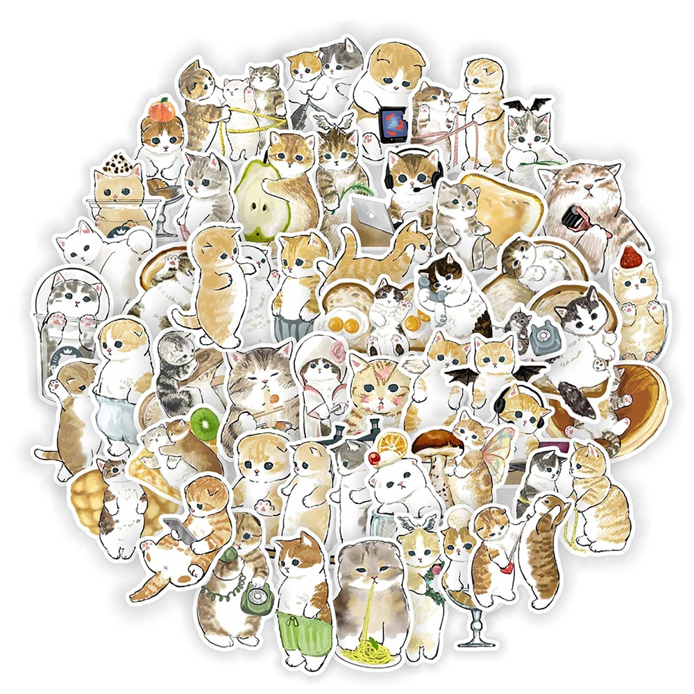 10/30/50pcs Kawaii 고양이 만화 스티커 귀여운 동물 데칼 어린이 완구 스크랩북 노트북 고정 기타 가방 스티커