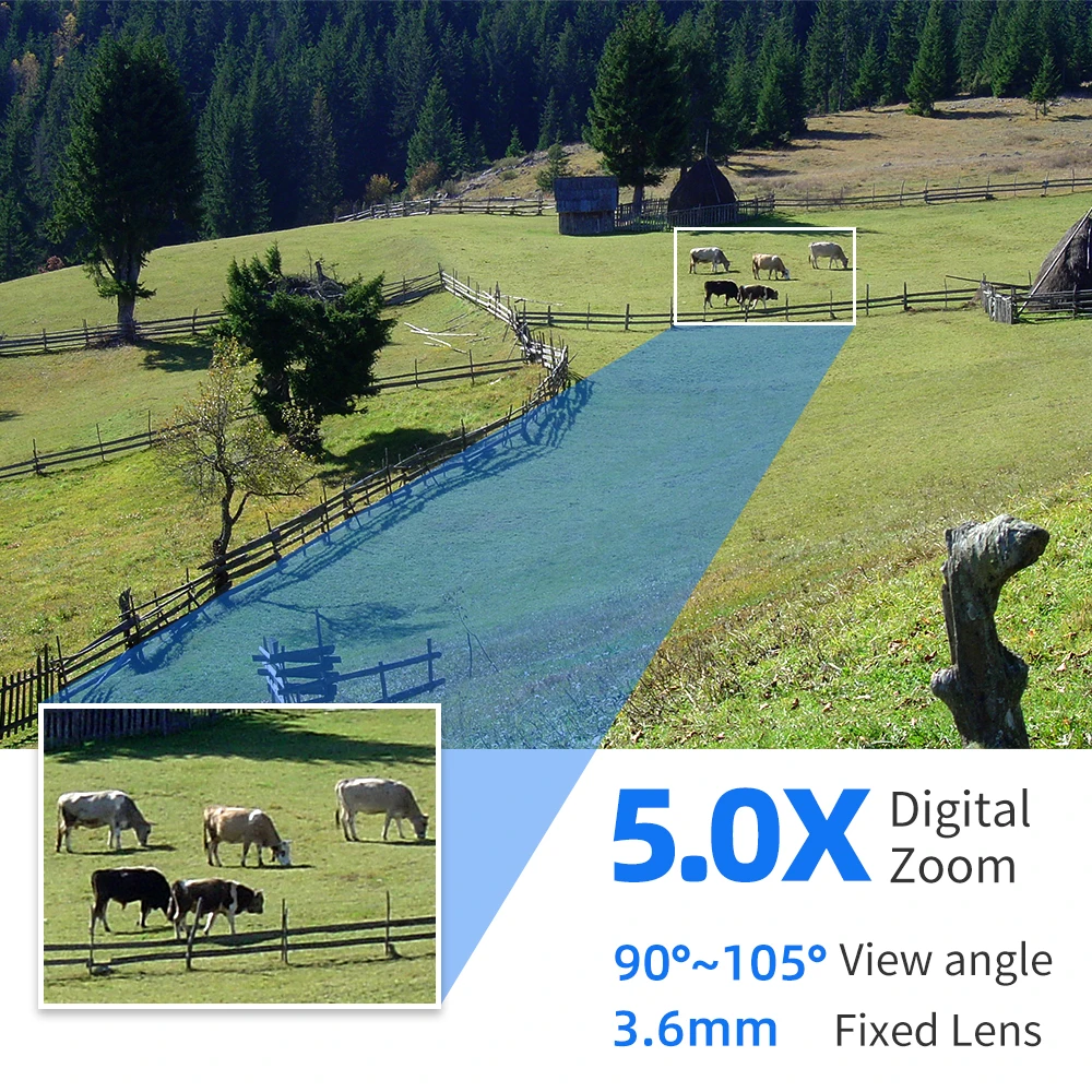 Hiseeu 와이파이 PTZ IP 카메라, 5 배 디지털 줌, AI 인간 감지, 컬러 나이트 비전, ONVIF 무선 CCTV 보안 보호 C, 1080P