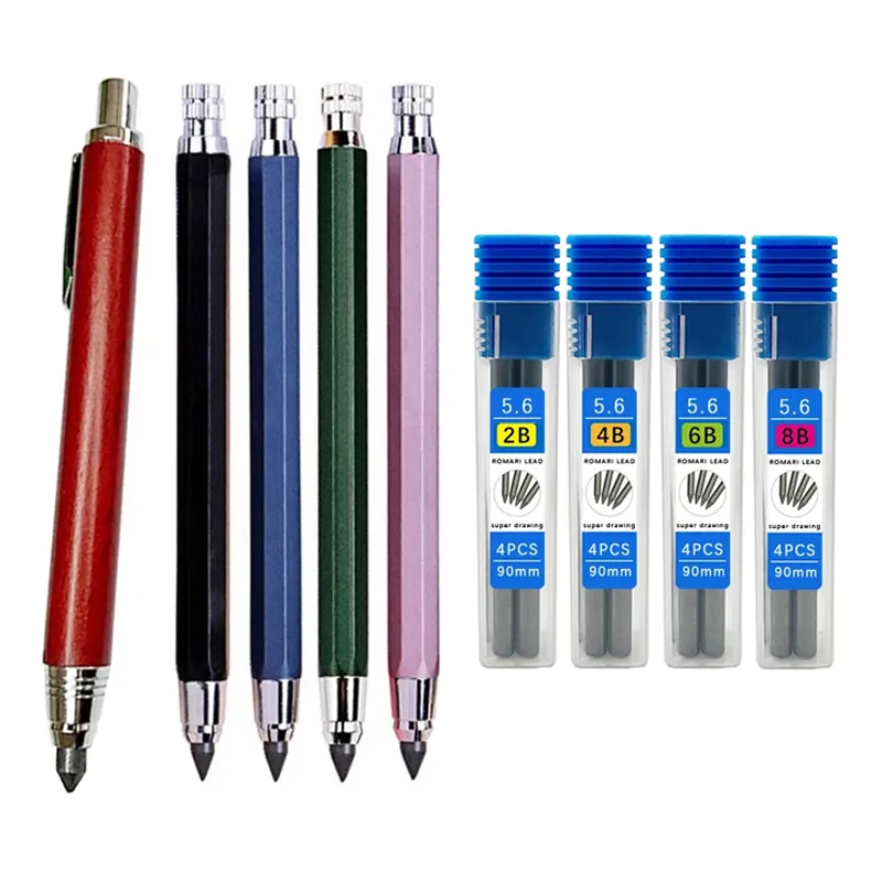 5.6mm 나무 예술 드로잉 연필 2B 4B 6B 8B 리드 학생 그림 낙서 금속 기계식 연필 귀여운 학교 용품 title=5.6mm 나무 예술 드로잉 연필 2B 4B 6B 8B 리드 학생 그림 낙서 금속 기계식 연필 귀여운 학교 용품
