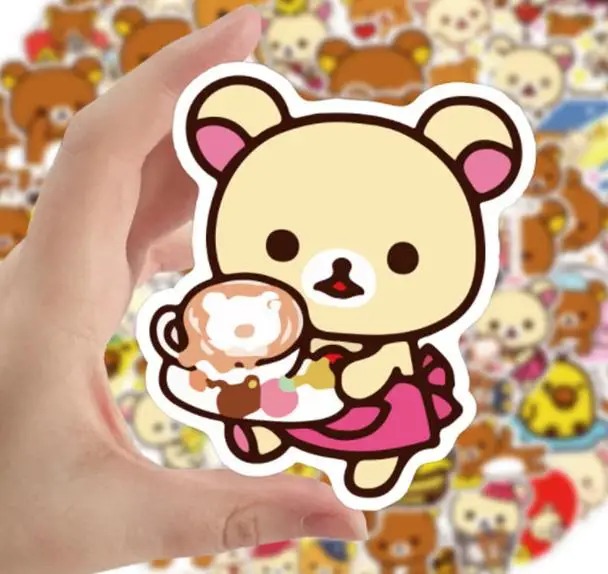 Rilakkuma 스노우 보드 노트북 수하물 냉장고용 자동차 스타일링 비닐 데칼 홈 데코 스티커, 10 개, 30 개, 50 개, 100 개
