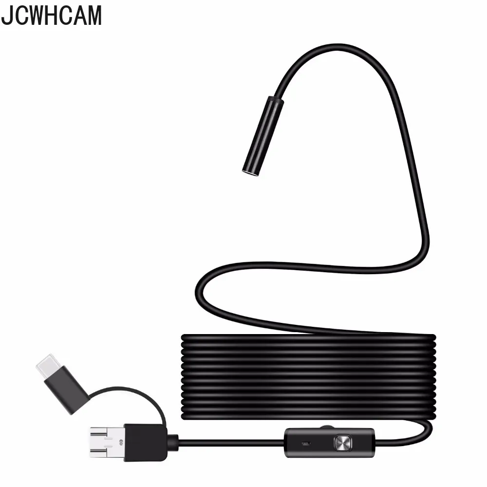 풀 HD 1080p 내시경 카메라, 마이크로 USB C 타입 안드로이드 스마트폰, 2M, 5M, 10m, 하드 플렉시블 와이어, 8mm 내시경 카메라 검사