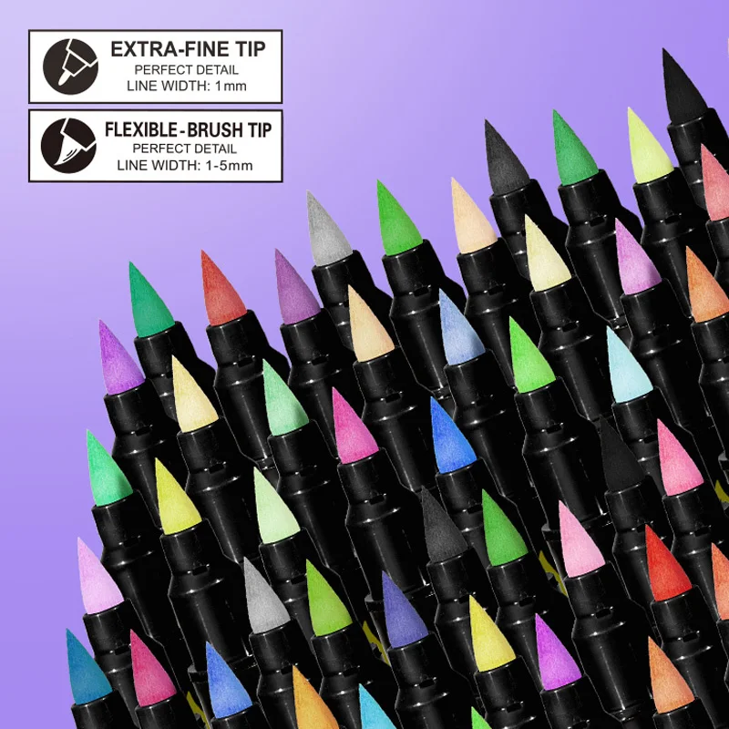 듀얼 팁 아크릴 페인트 펜 마커, 나무, 캔버스, 돌, 암벽화, 유리, 세라믹 패브릭, 금속 미술 용품, 84 색