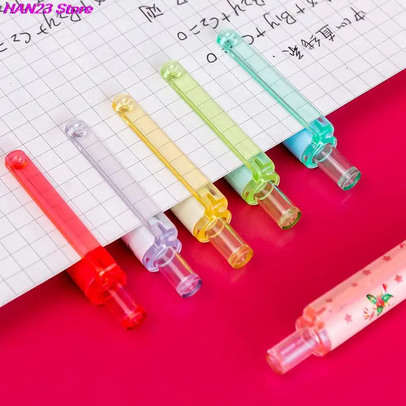 새로운 크리스마스 젤 펜 0.5mm 검정 잉크 개폐식 펜 필기 용품 학교 사무실 공급 업체 펜 어린이 선물, 1/6 개/세트