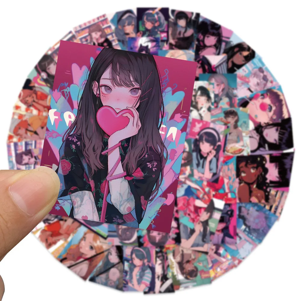 Illustrator Girl Ins 레트로 Y2K 만화 스티커, DIY 휴대폰 노트북 수하물 스케이트보드 그래피티 데칼, 재미있는 어린이 장난감, 10 PCs, 30 PCs, 52PCs