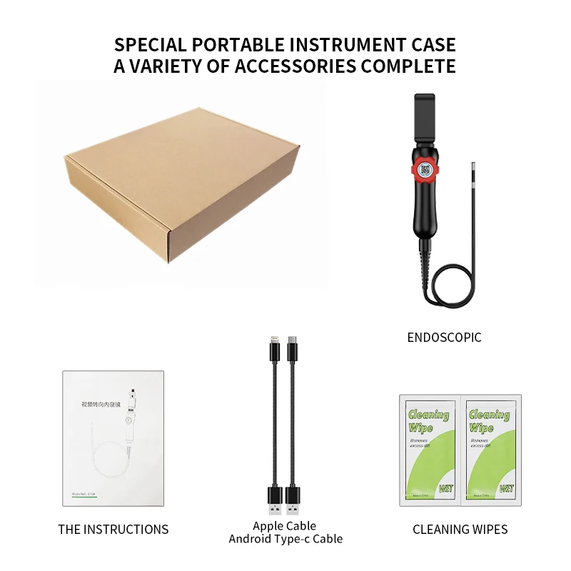 WDLUCKY HD 360 ° 6mm 내시경 카메라 검사, 1M IP67 방수 양방향 관절, IOS 안드로이드용 6LED