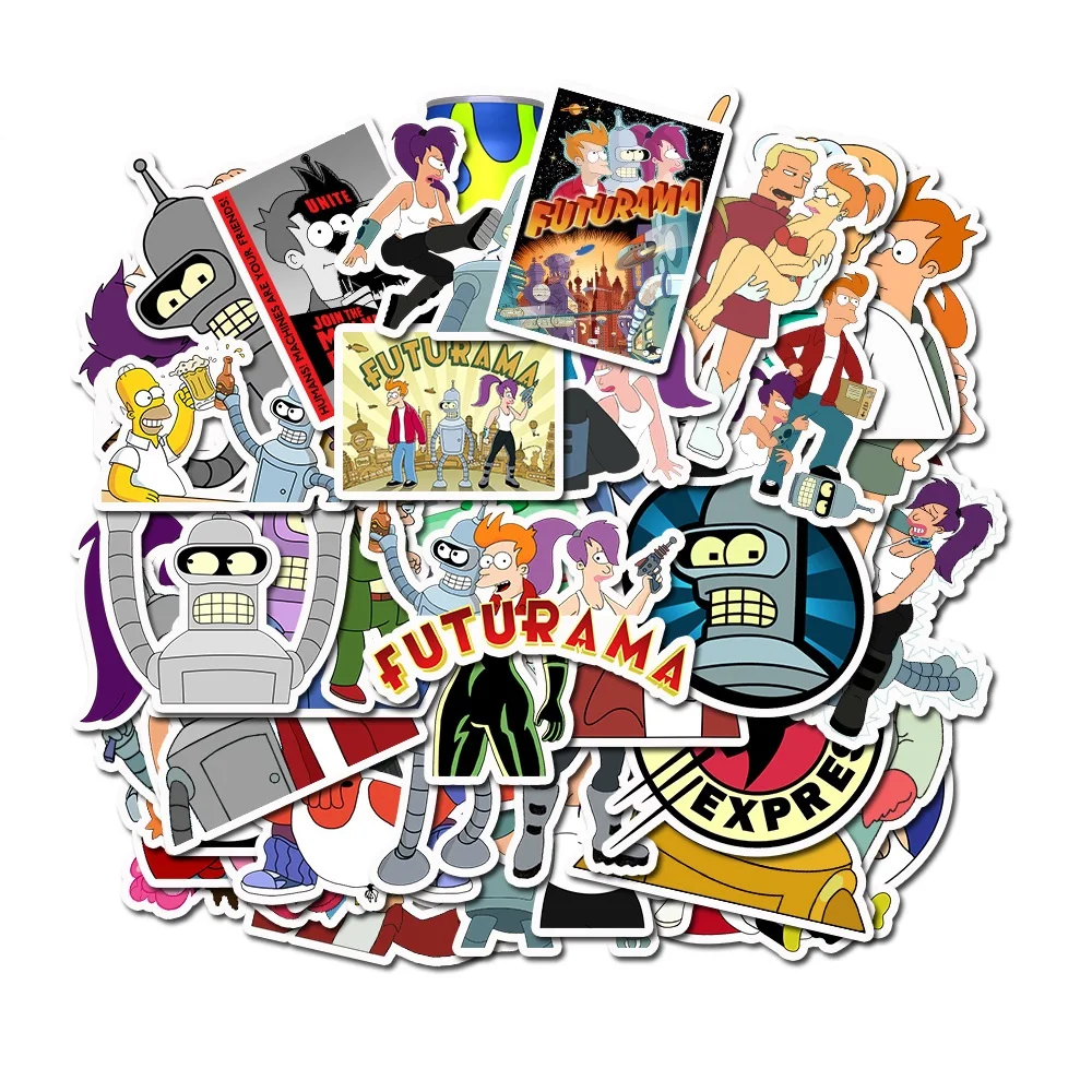 만화 애니메이션 Fly Out Futurama 스티커, 맞춤형 그래피티 장식 수하물 방수 어린이 스티커 장난감, 10/50 개