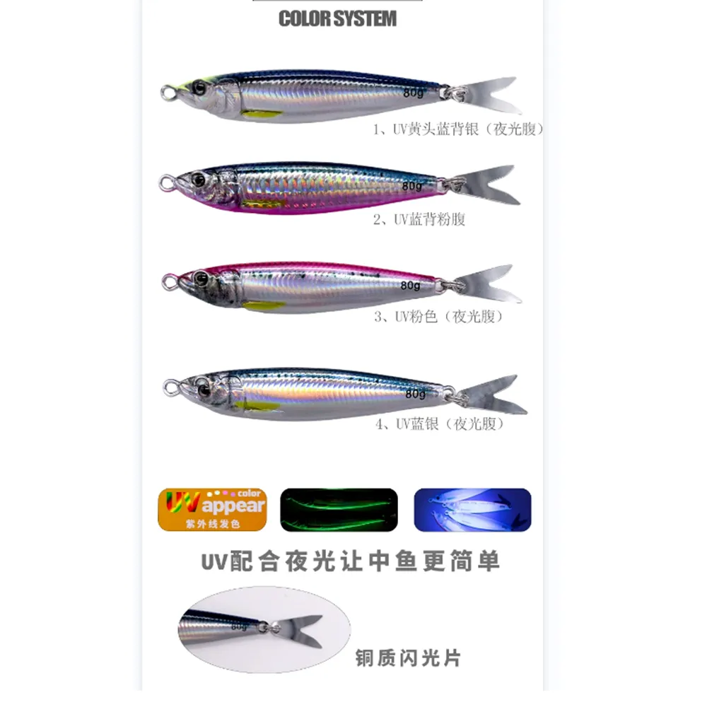 바닷물 낚시 루어, 3D 금속 지그, 해안 지깅, 슬로우 드래그 캐스트, 인공 스푼 미끼, 농어 참치, 마히 말린용, 40G60G80G