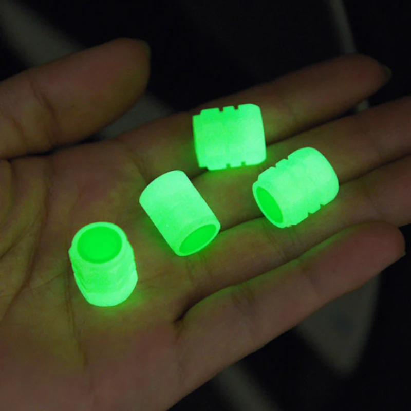 자동차 발광 타이어 밸브 캡, 형광 야간 빛나는 오토바이 자전거 자전거 휠 타이어 허브 밸브 스템 캡 장식, 1/4 개, 8 개