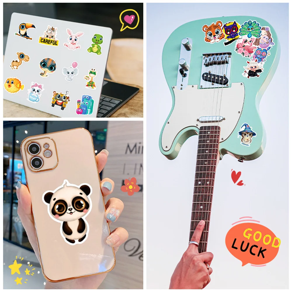 귀여운 동물 큰 눈 스티커, 작고 신선한 만화 개성 노트북, 냉장고 물컵 트렌드 기타, 도매, 10 개, 30 개, 50 개