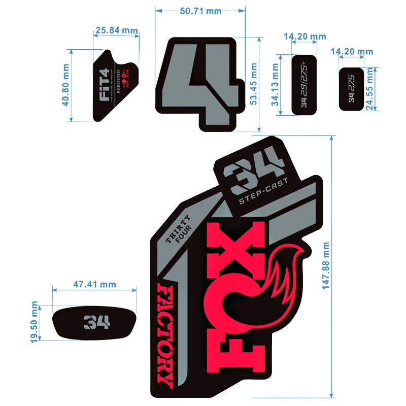 2021 FLOAT 34 산악 자전거 프론트 포크 스티커, MTB 자전거 데칼