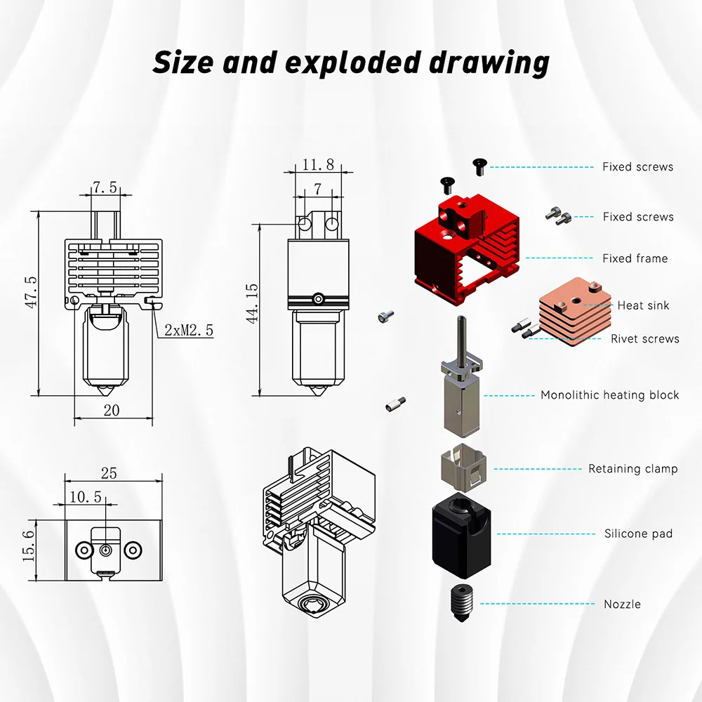 2.0 밤부 랩 X1 Bambu Lab X1 및 X1 카본 바이 메탈 히트 브레이크 CHT 하드 스틸 노즐 서미스터 적합 Bambu P1P 및 P1S 핫 엔드 용 핫 엔드 업그레이드
