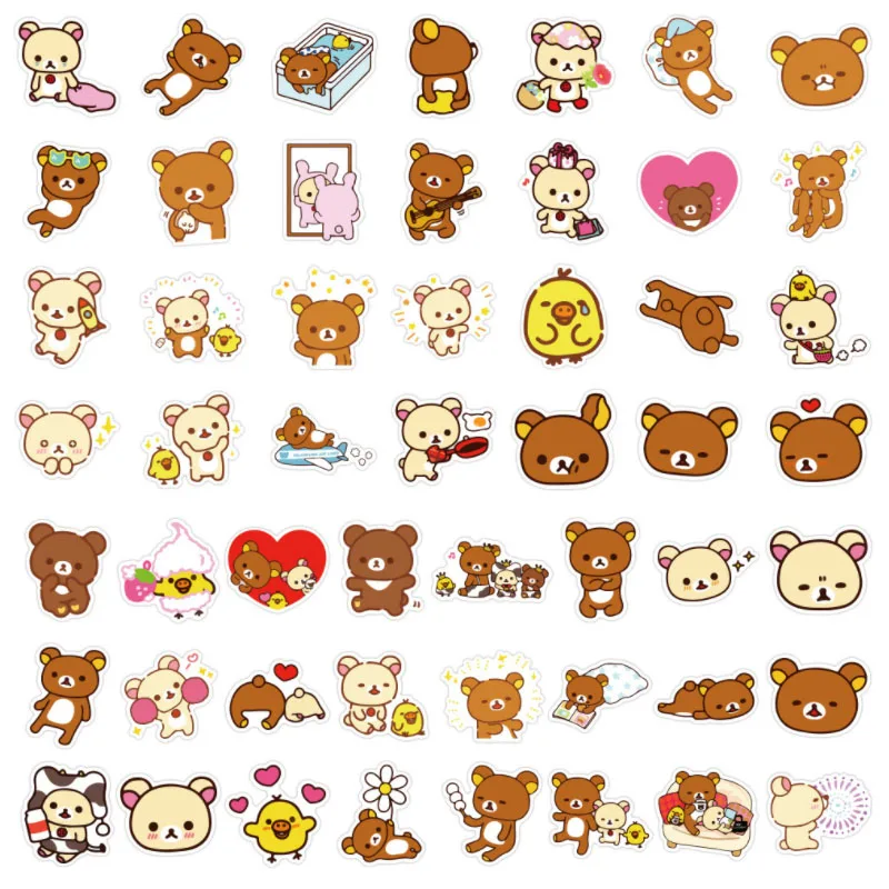 Rilakkuma 스노우 보드 노트북 수하물 냉장고용 자동차 스타일링 비닐 데칼 홈 데코 스티커, 10 개, 30 개, 50 개, 100 개